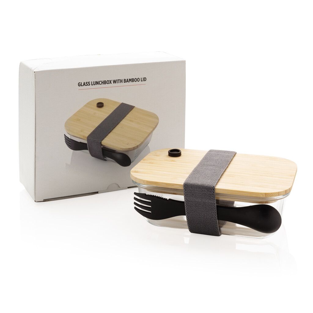 Lunch-Box aus Glas mit Bambusdeckel - transparent-495
