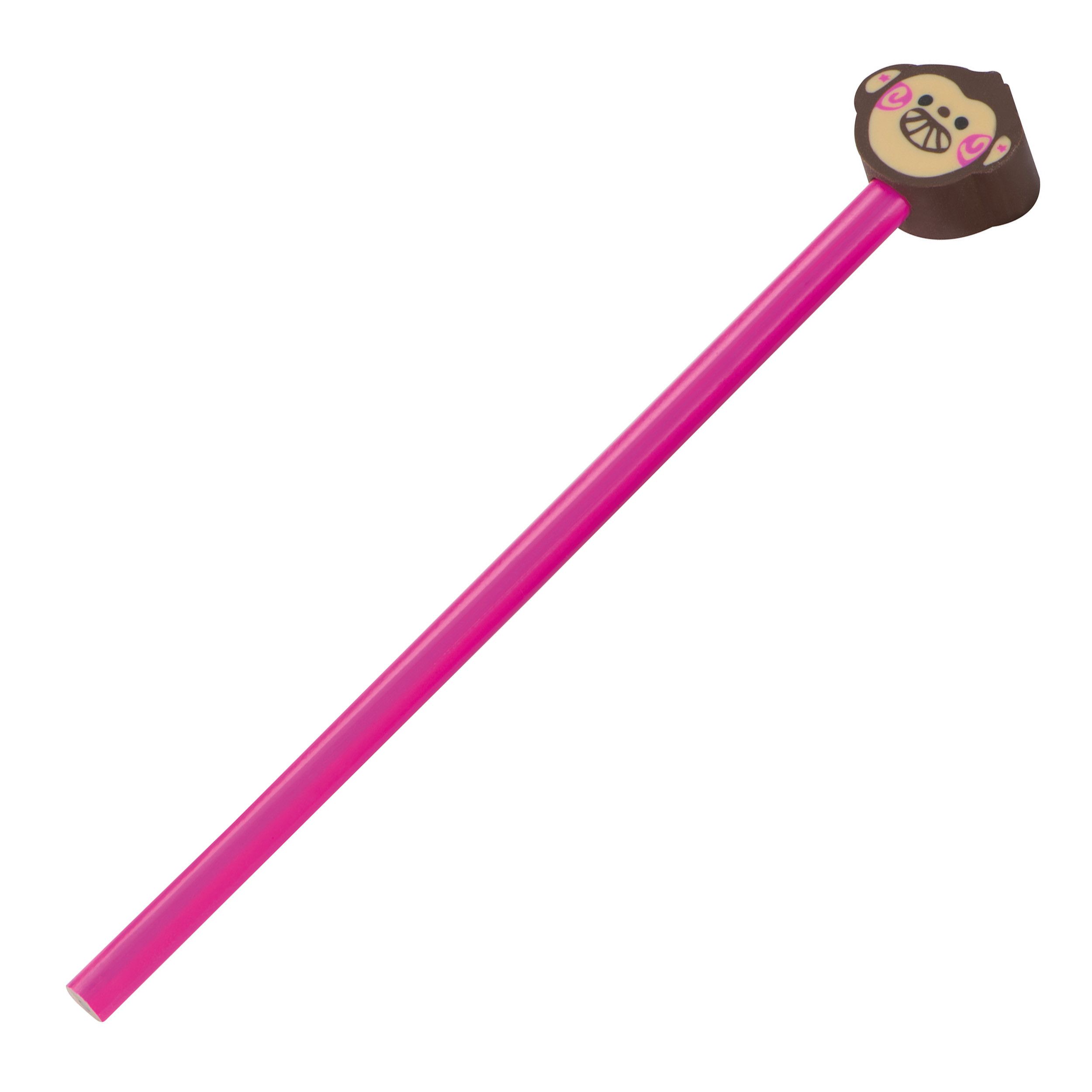 Holzbleistift mit verschiedenen Radiergummiaufsätzen - pink-176