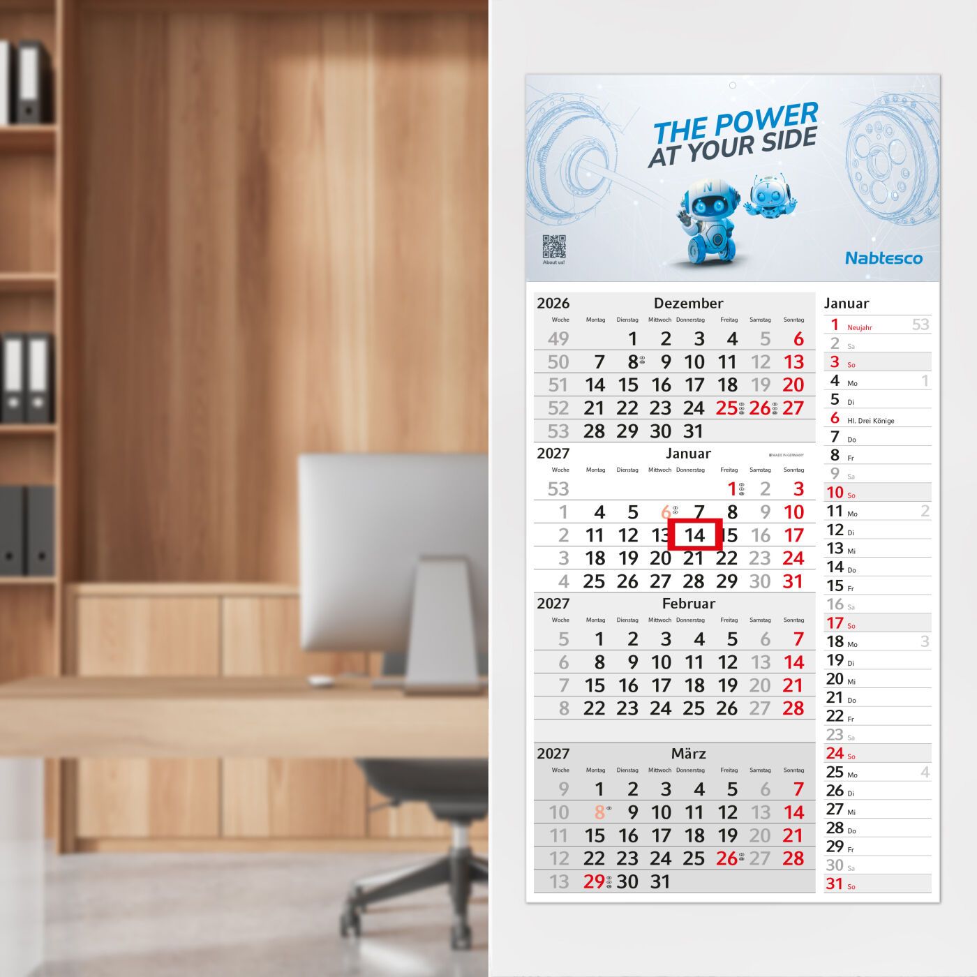 4-Monatskalender Einblatt Konzept 4 Post-536