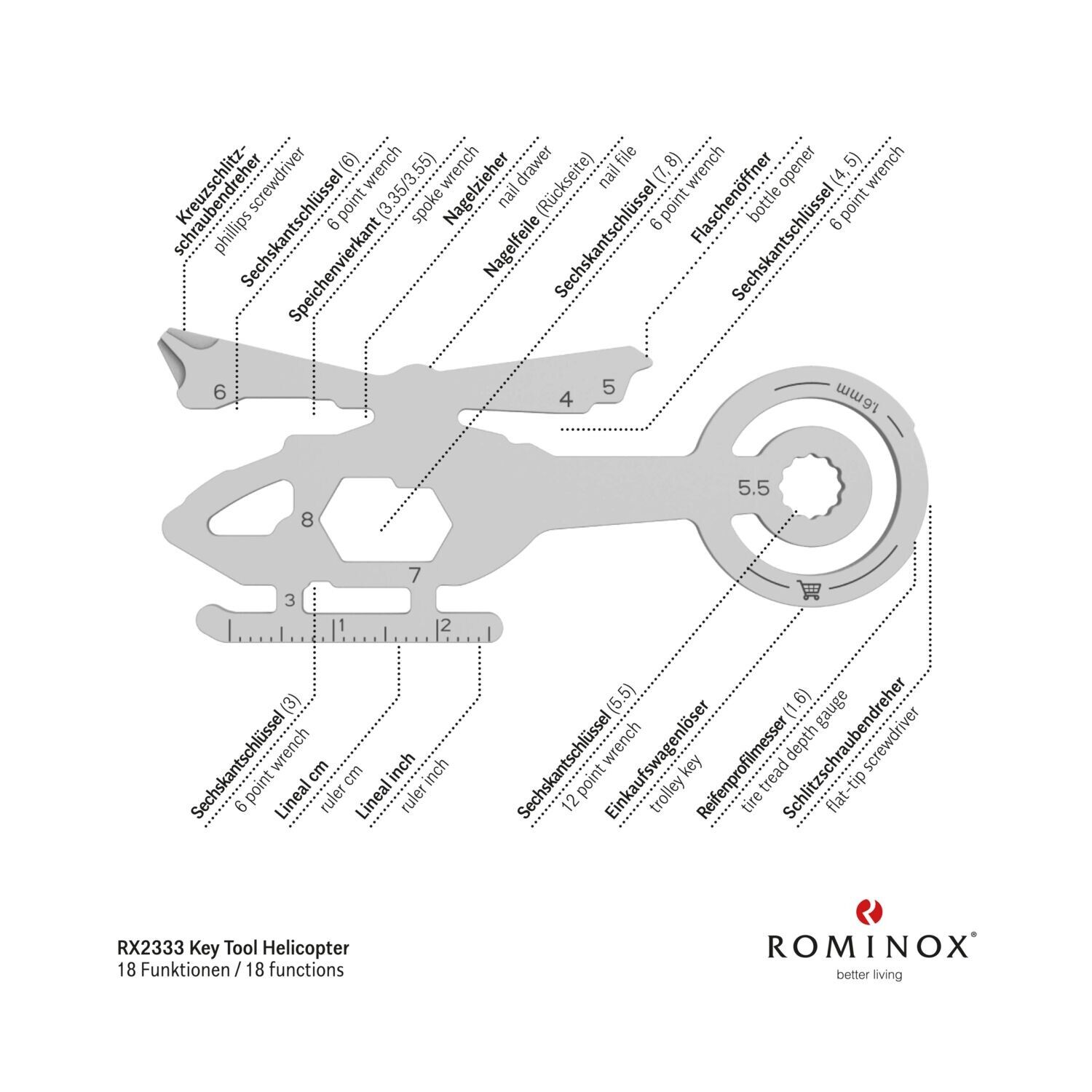 ROMINOX® Key Tool Helicopter - 18 Funktionen-260