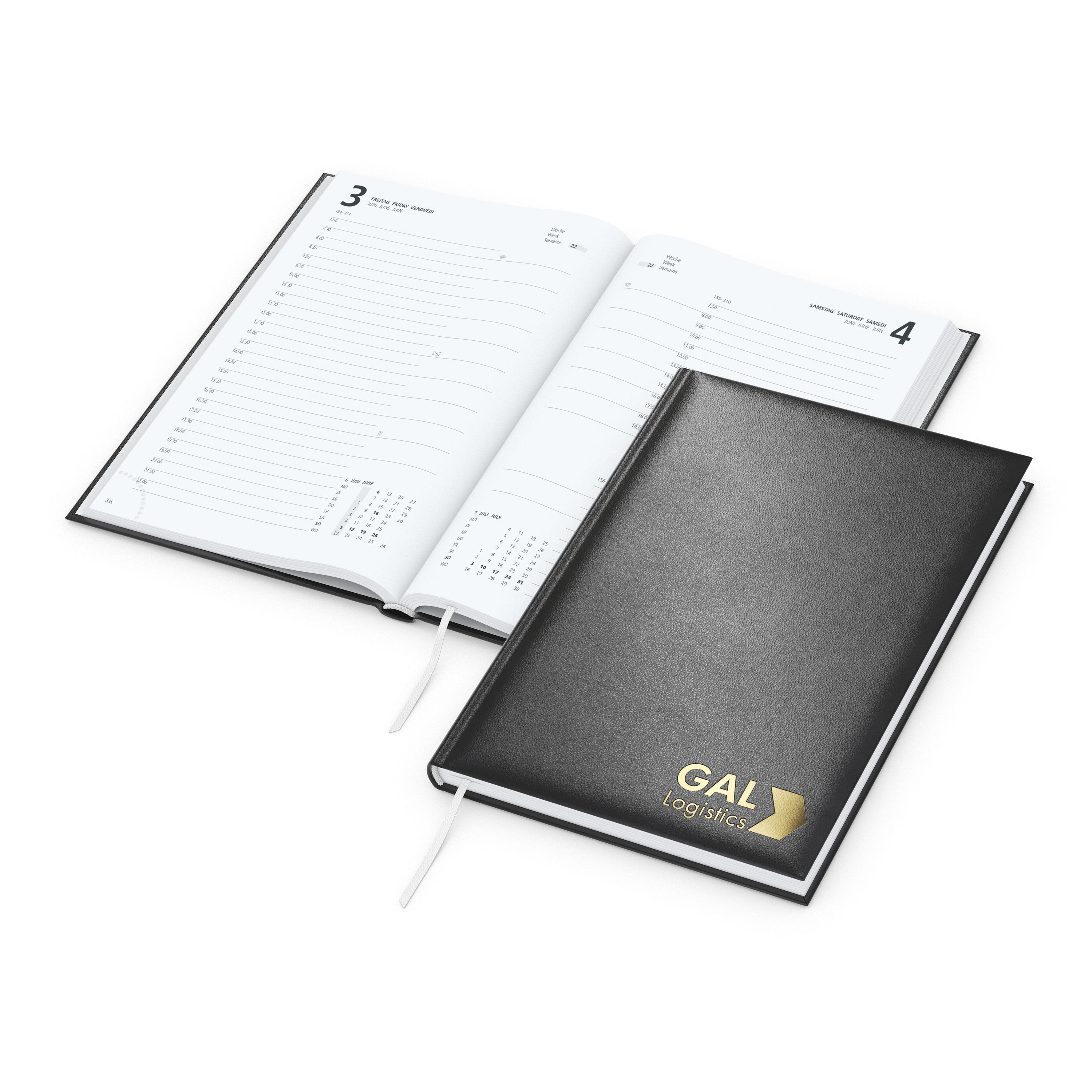 Tageskalender Basic, schwarz, Goldprägung-311