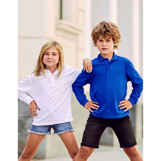 Kids´ Long Sleeve 65/35 Polo - white-976