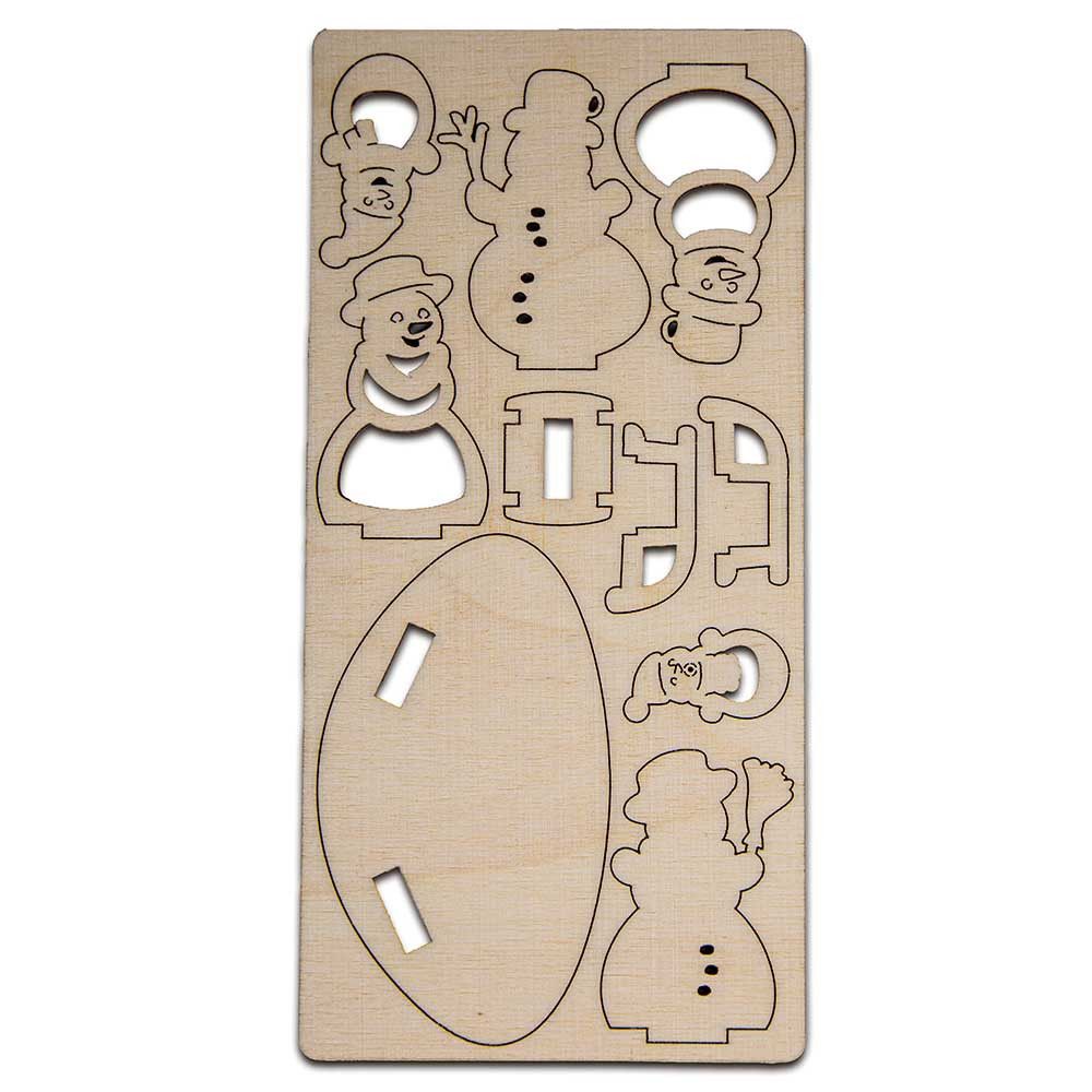 3D Holzpuzzle-Karte - Schneemann-Familie mit Lasergravur-244