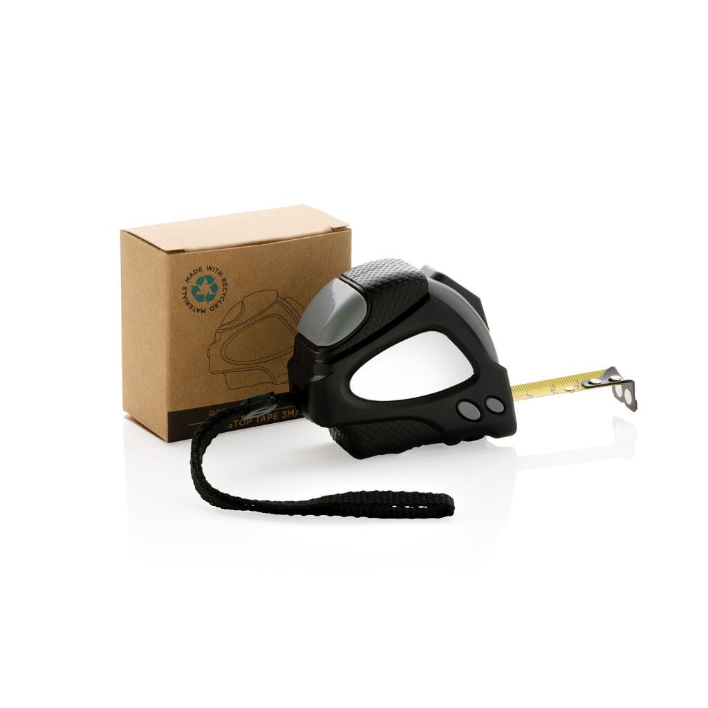Auto-Stop-Maßband aus recyceltem Kunststoff, 3m/16mm - schwarz-279