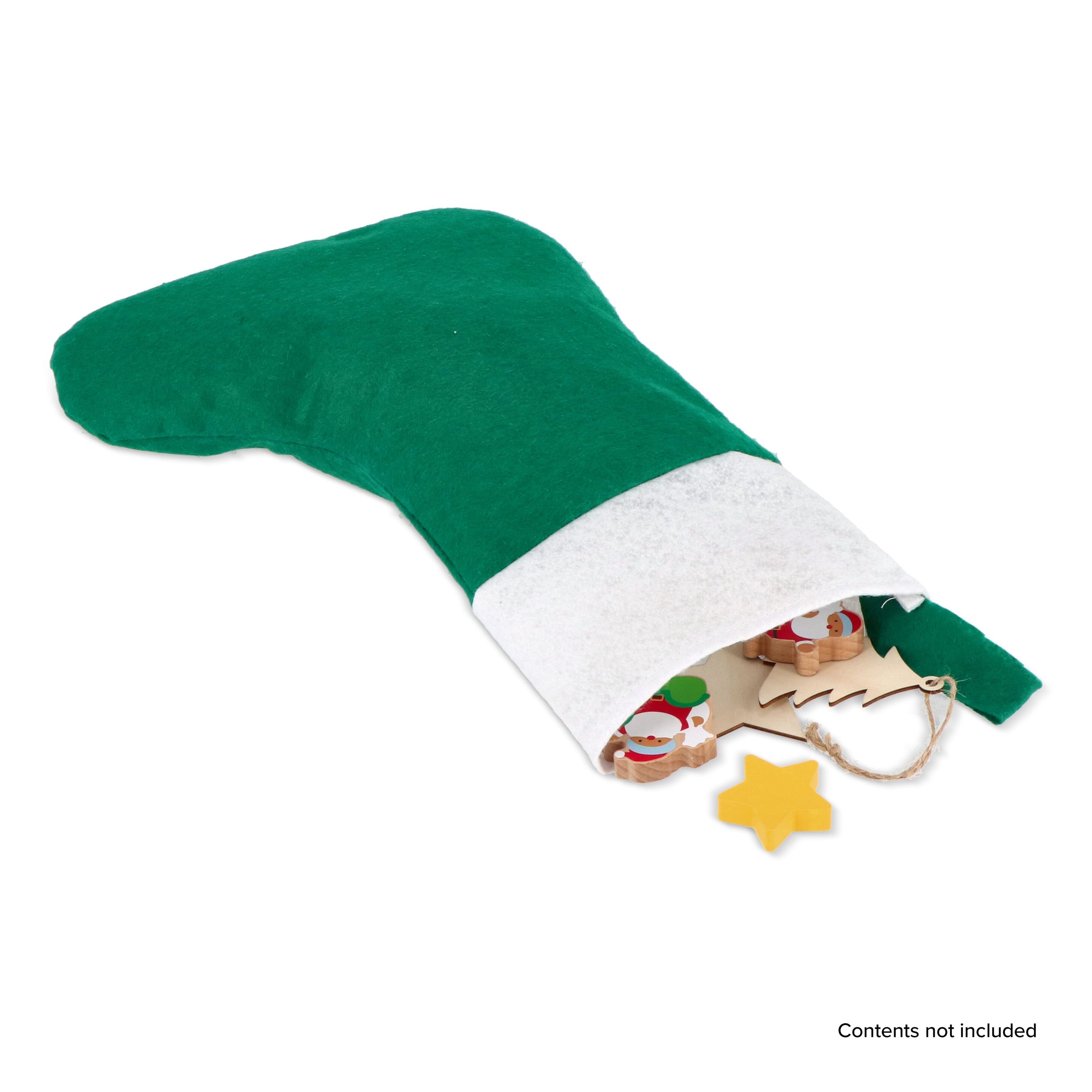 Weihnachtsstrumpf aus Filz 40 cm - weiss  -  grün-245