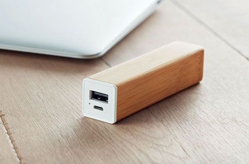Werbeartikel Powerbank aus Bambus