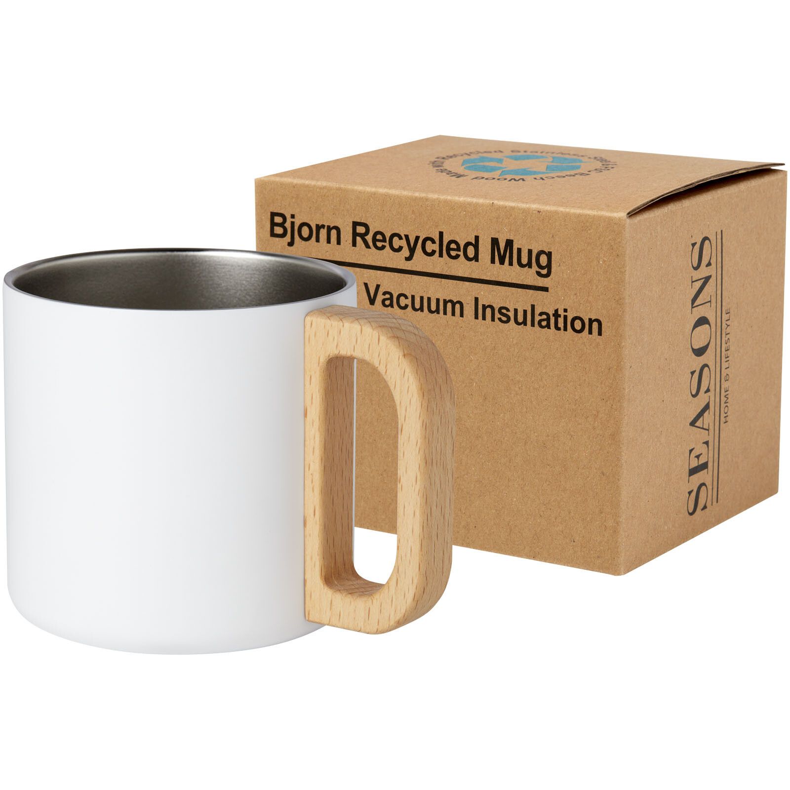 Bjorn RCS-zertifizierter Becher aus recyceltem Edelstahl mit Kupfer-Vakuumisolierung, 360 ml - weiss-994