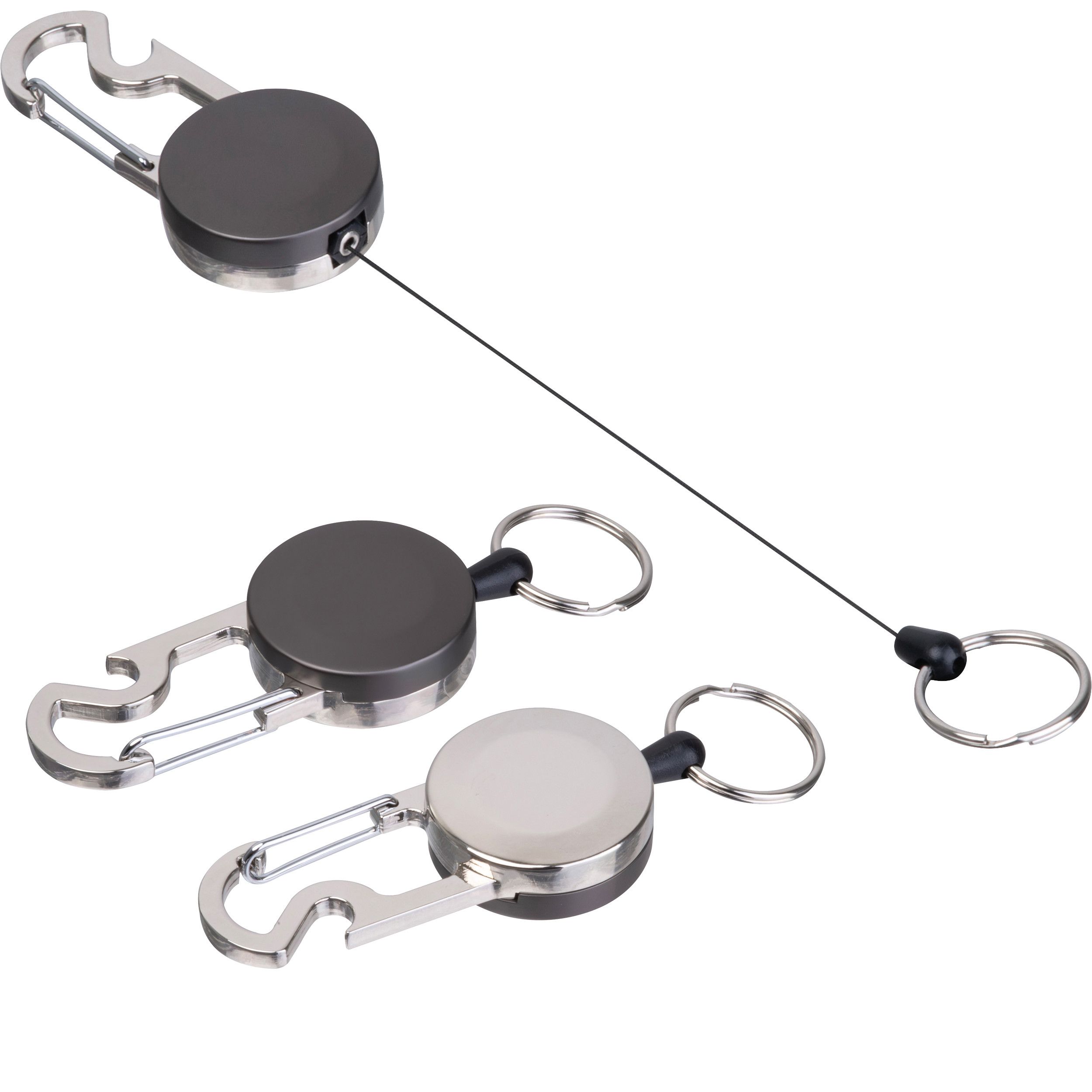 Ausziehbarer Schlüsselanhänger mit Karabiner aus Metall PEGGY - schwarz-130
