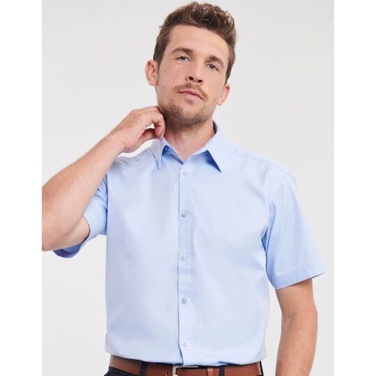Ladies' Long Sleeve Tailored Herringbone Shirt - light blue-790