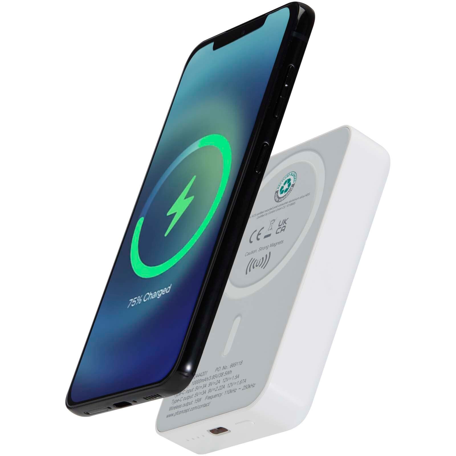 Acrab 15 W 10.000 mAh magnetische kabellose Powerbank mit 20 W PD aus recyceltem Kunststoff - weiss-644