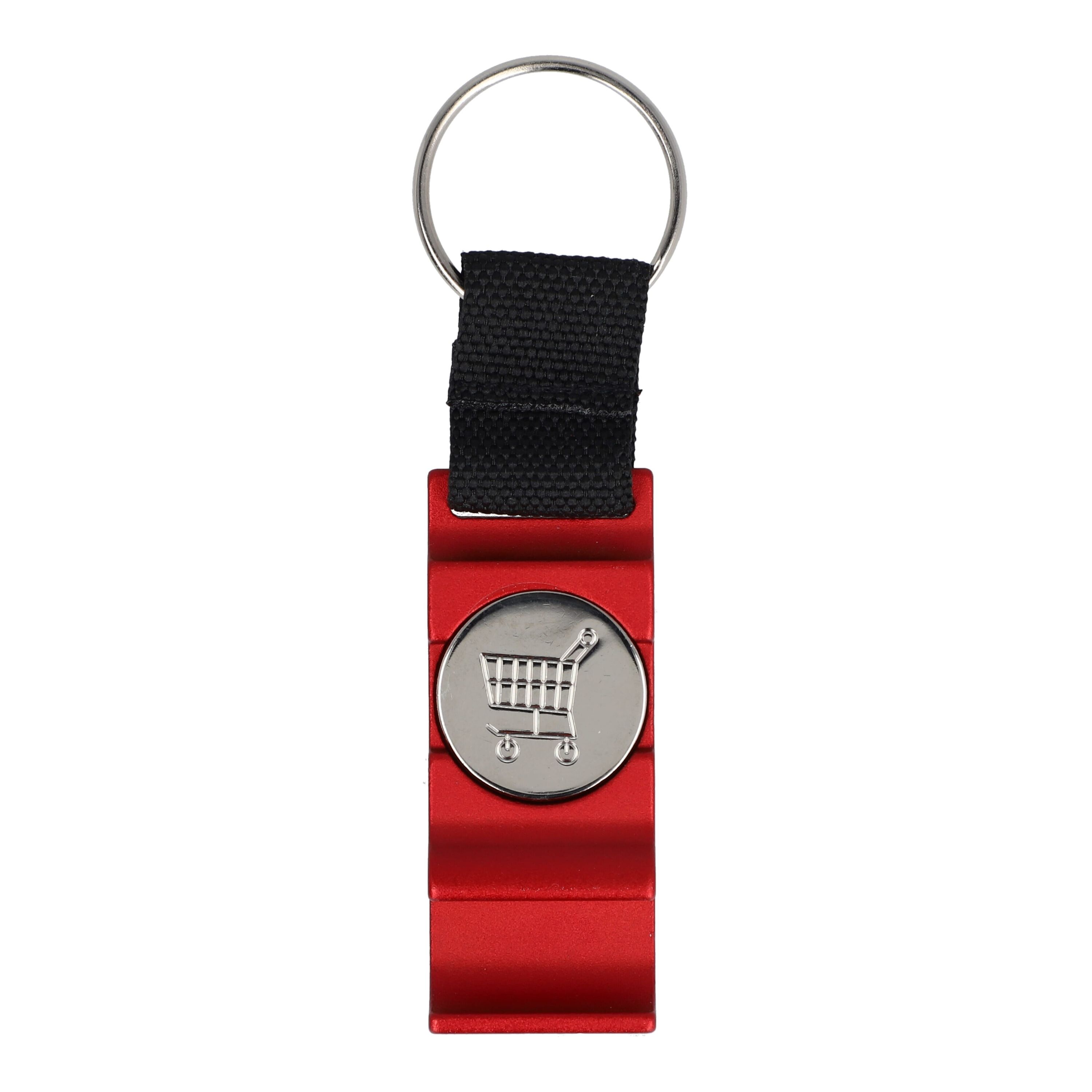 3-in-1-Flaschenöffner-Schlüsselanhänger-Einkaufswagenchip - rot-804