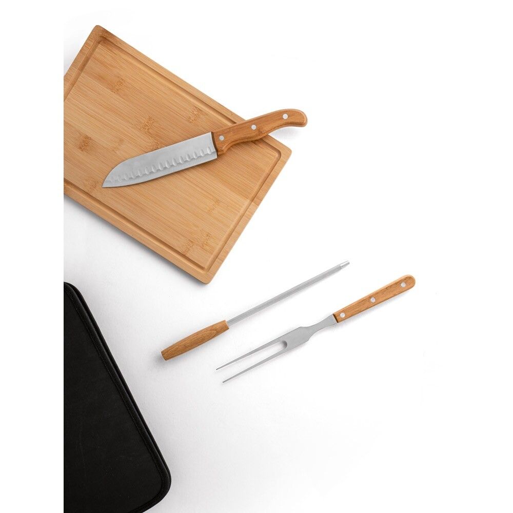 FLARE Grill-Set aus Holz und Edelstahl, 5-teilig - schwarz-893