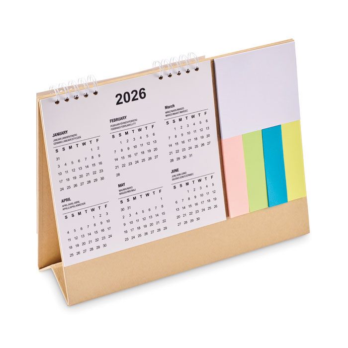 Tischkalender mit Memoblock CALENDOO - beige-314