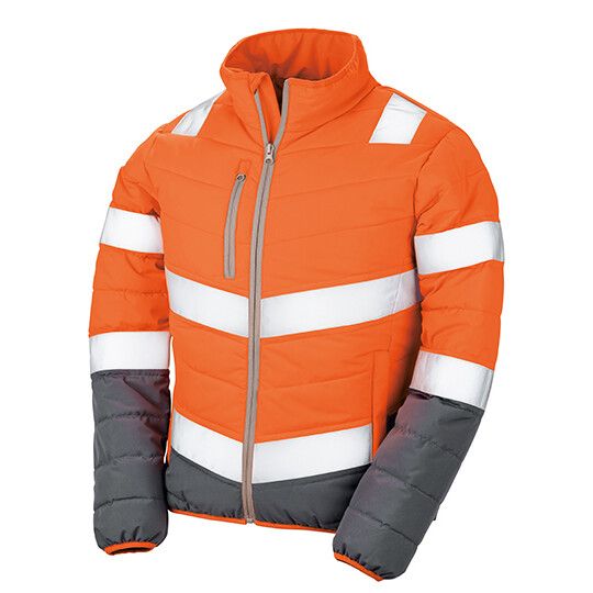 Women´s Soft Padded Safety Jacket - fluorescent orange - grey-98