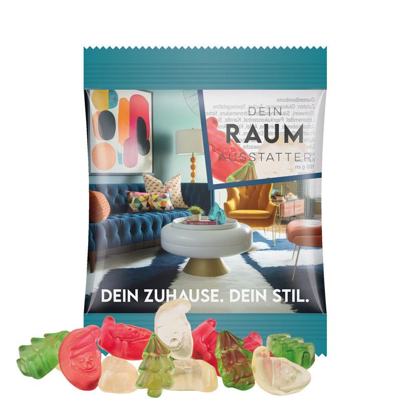 Minitüte 10 g, Folie transparent, Trolli Fruchtgummi Weihnachtsmischung-778