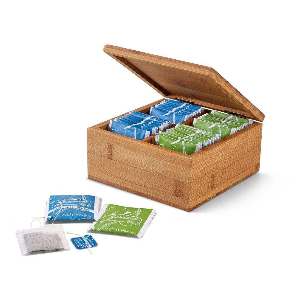 ARNICA Teebox aus Bambus mit 4 Fächern und einem Magnetverschluss - natur-779