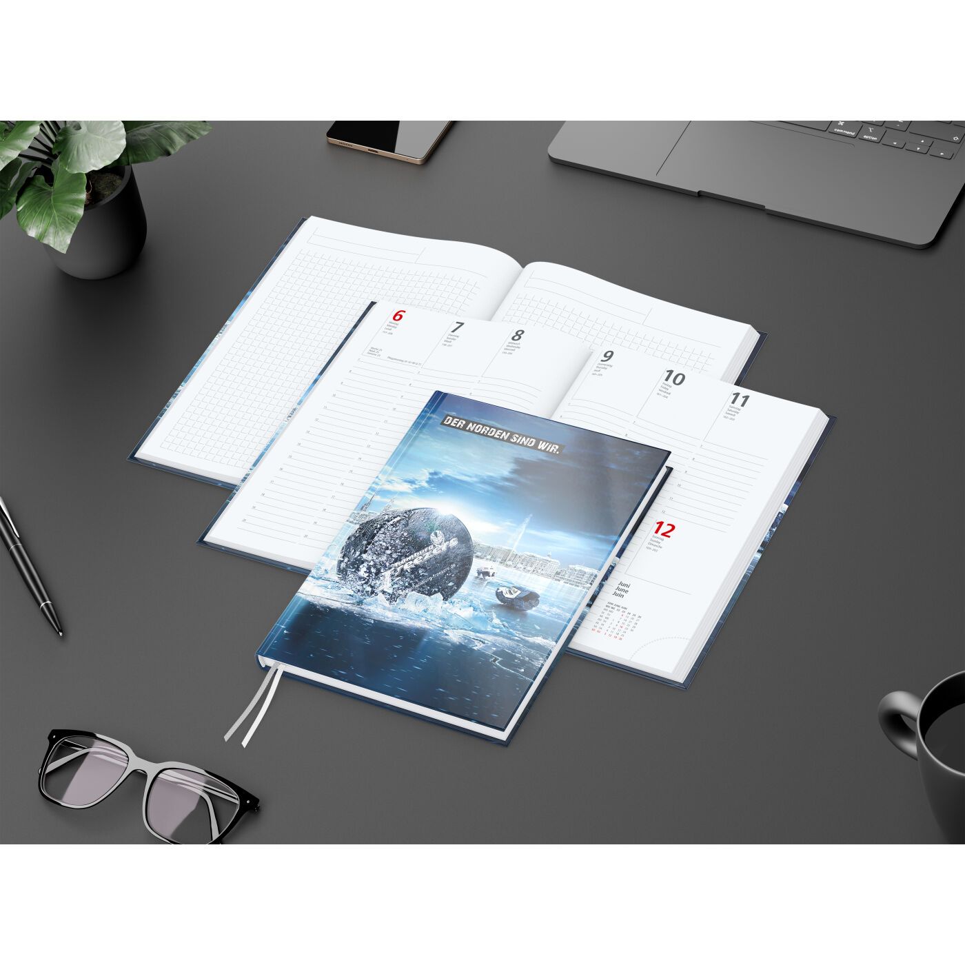 Wochenkalender vorne + Notizen hinten Note-Hybrid, A5, matt-435