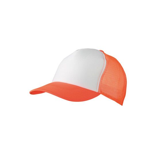5-Panel Polyester Mesh Cap - white - neon orange-515