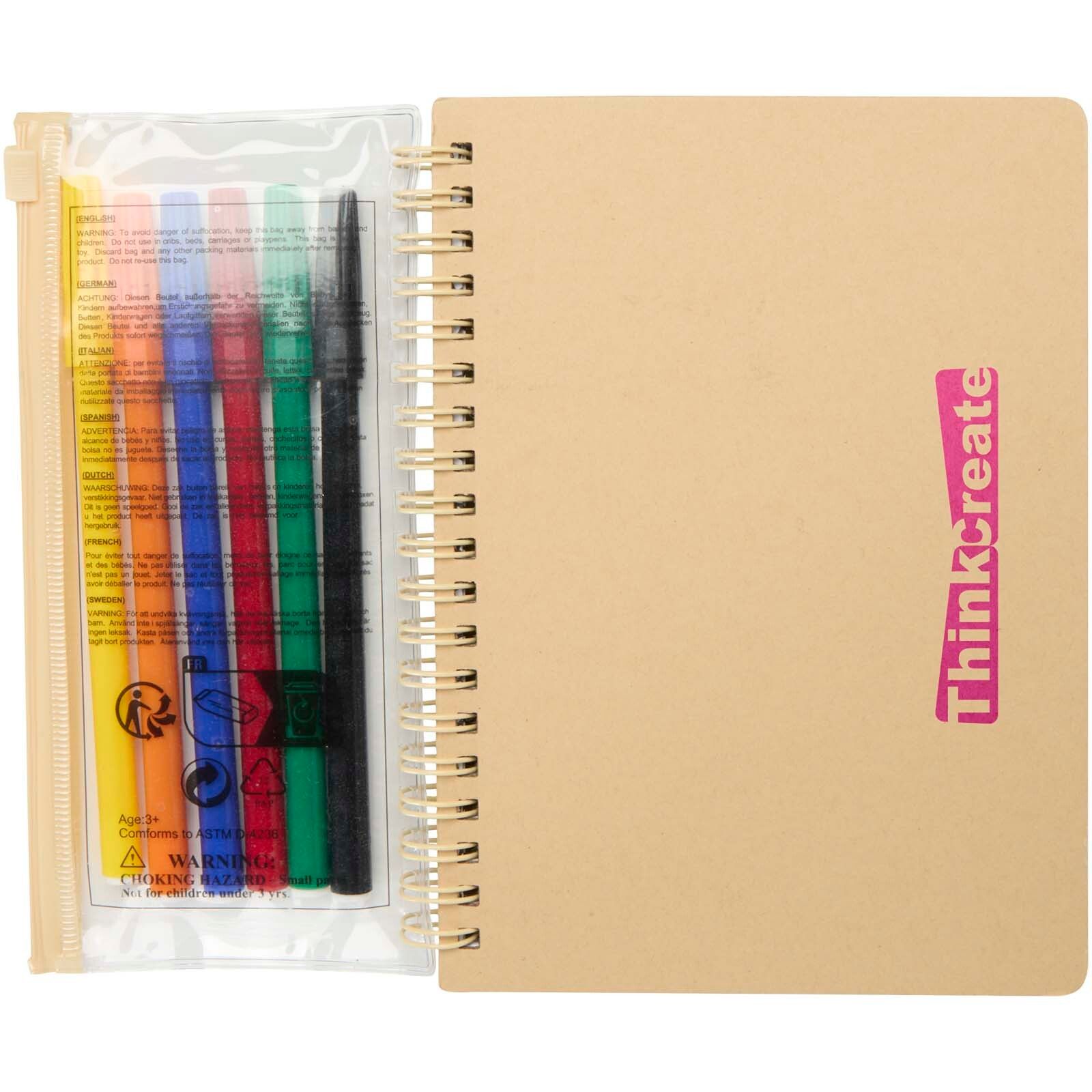 Squiggle B6 Hardcover Notizbuch mit Marker-Set - natur-748