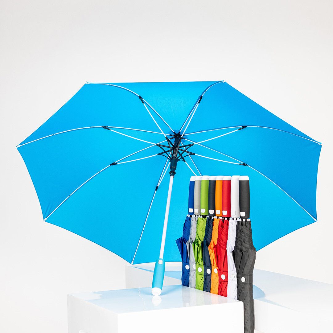 AC-Midsize-Stockschirm FARE® Whiteline Ø112 cm - cyan-999