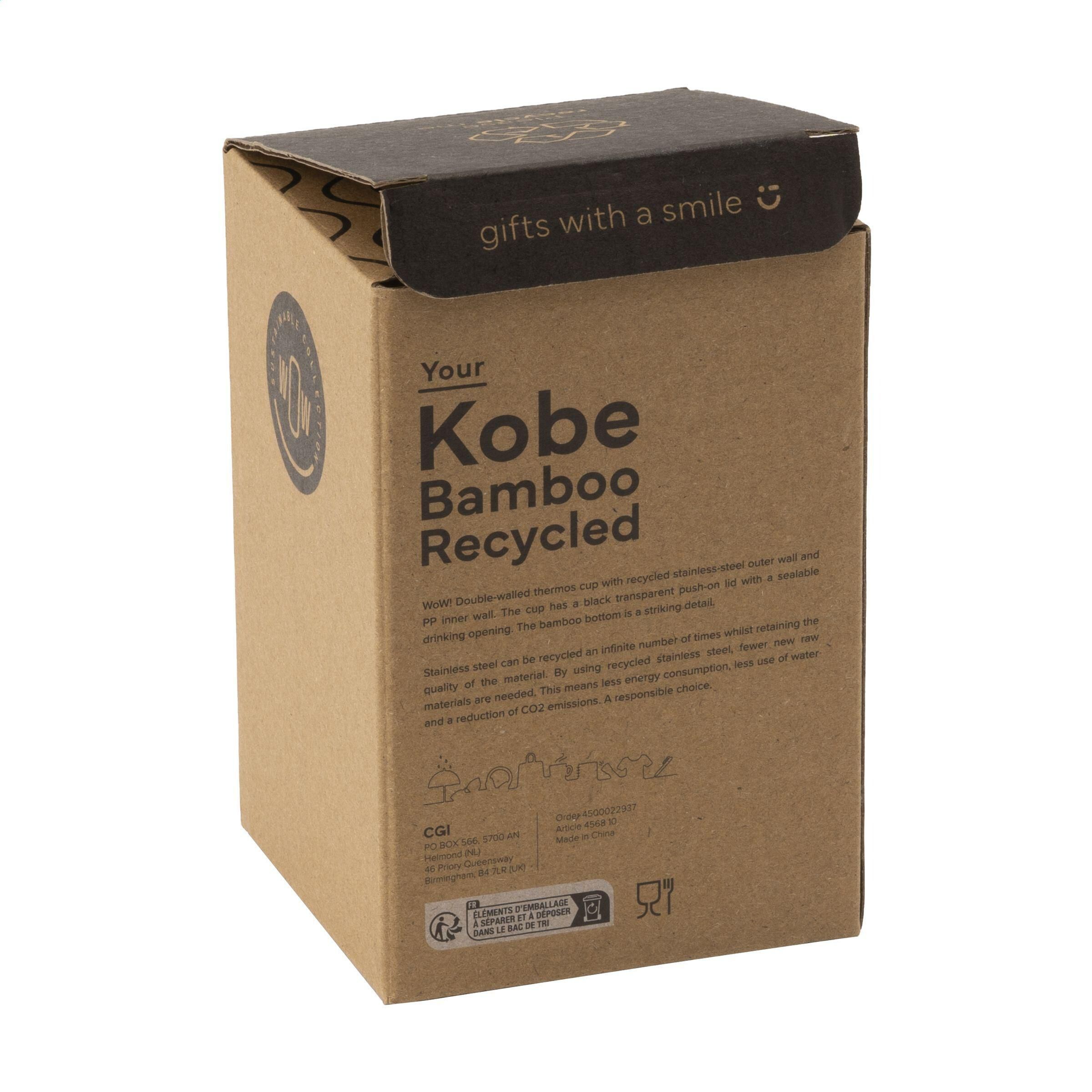 Kobe Bamboo RCS Recycled Steel 350 ml Kaffeebecher - schwarz-108