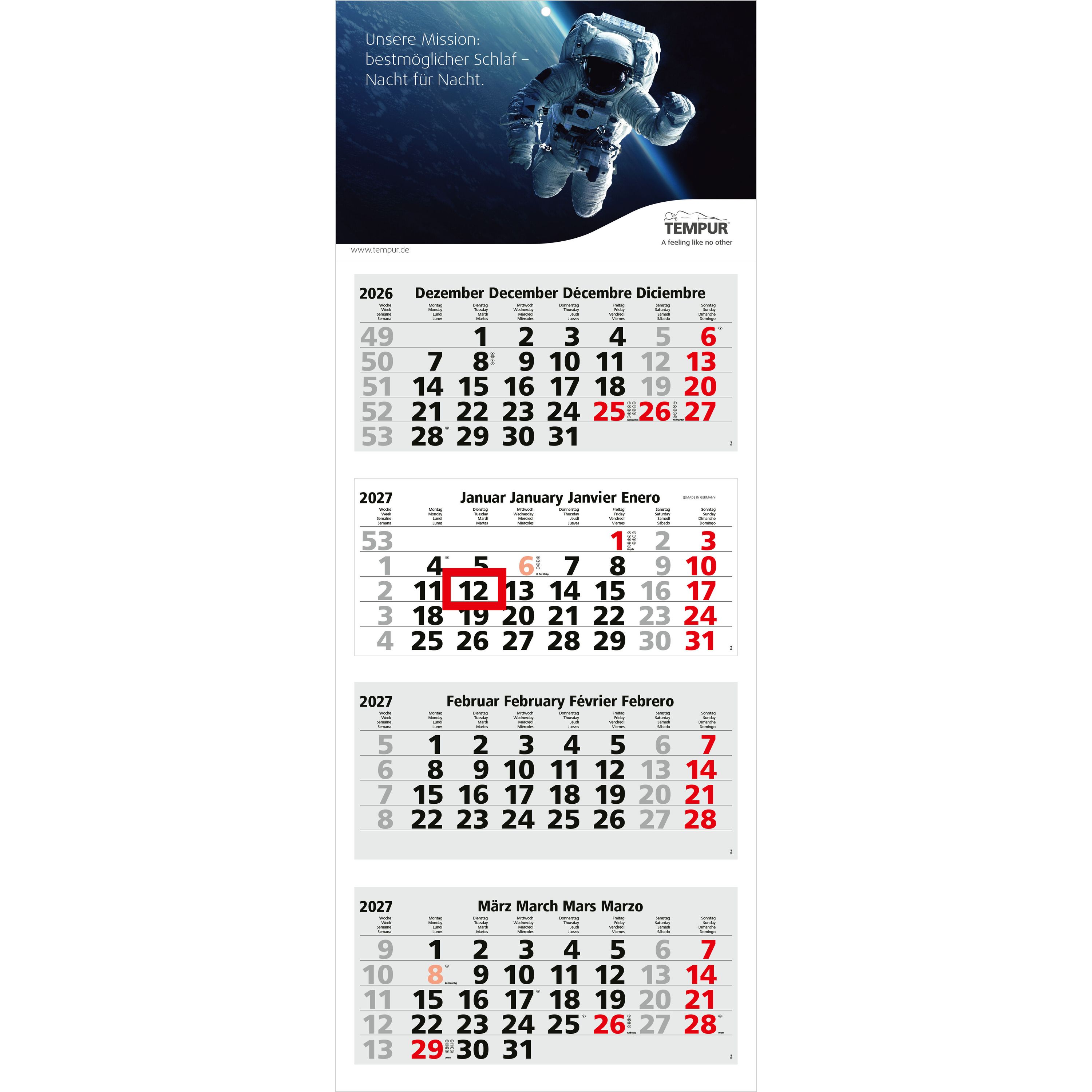 4-Monatskalender Mehrblock Forum Light 4-430