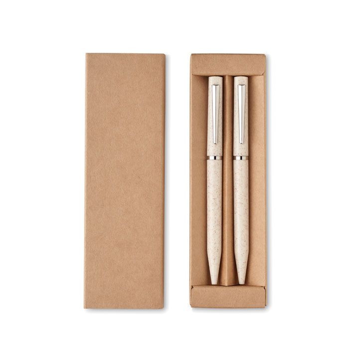 Schreibgeräte-Set Stroh/ABS PEAT - beige-356