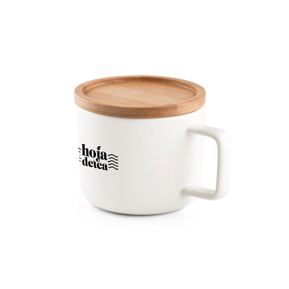 FANGIO Tasse aus Keramik 220ml mit Deckel aus Bambus - schwarz-461
