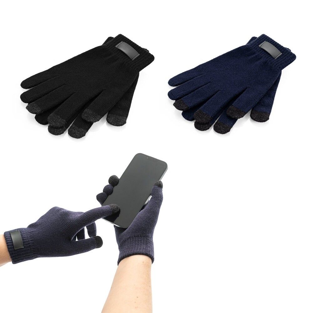 BURROW Handschuhe aus recyceltem Polyester (100% rPET) mit Tastspitzen - dunkelblau-525
