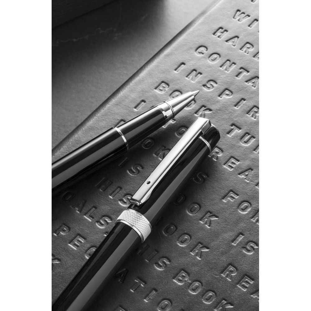 DOURO Metall-Roller und Kugelschreiber-Set mit Clip - schwarz-544