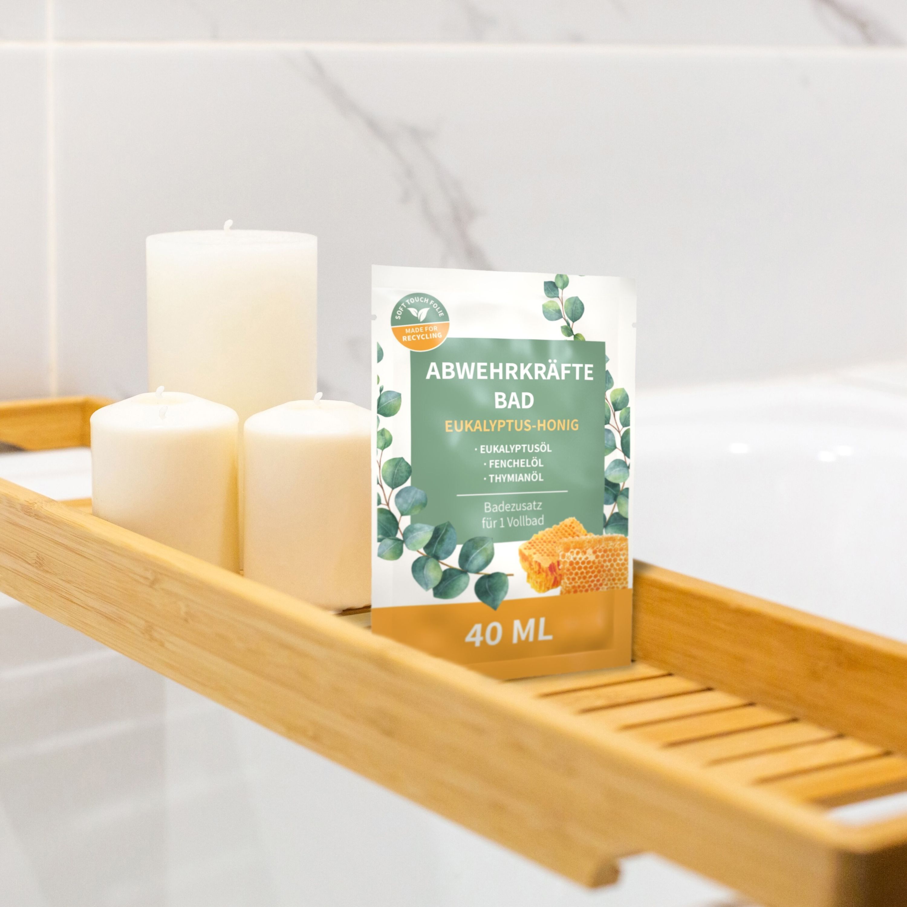 40 ml Abwehrkräftebad Eukalyptus-Honig (Sachet) Soft Touch Print-693