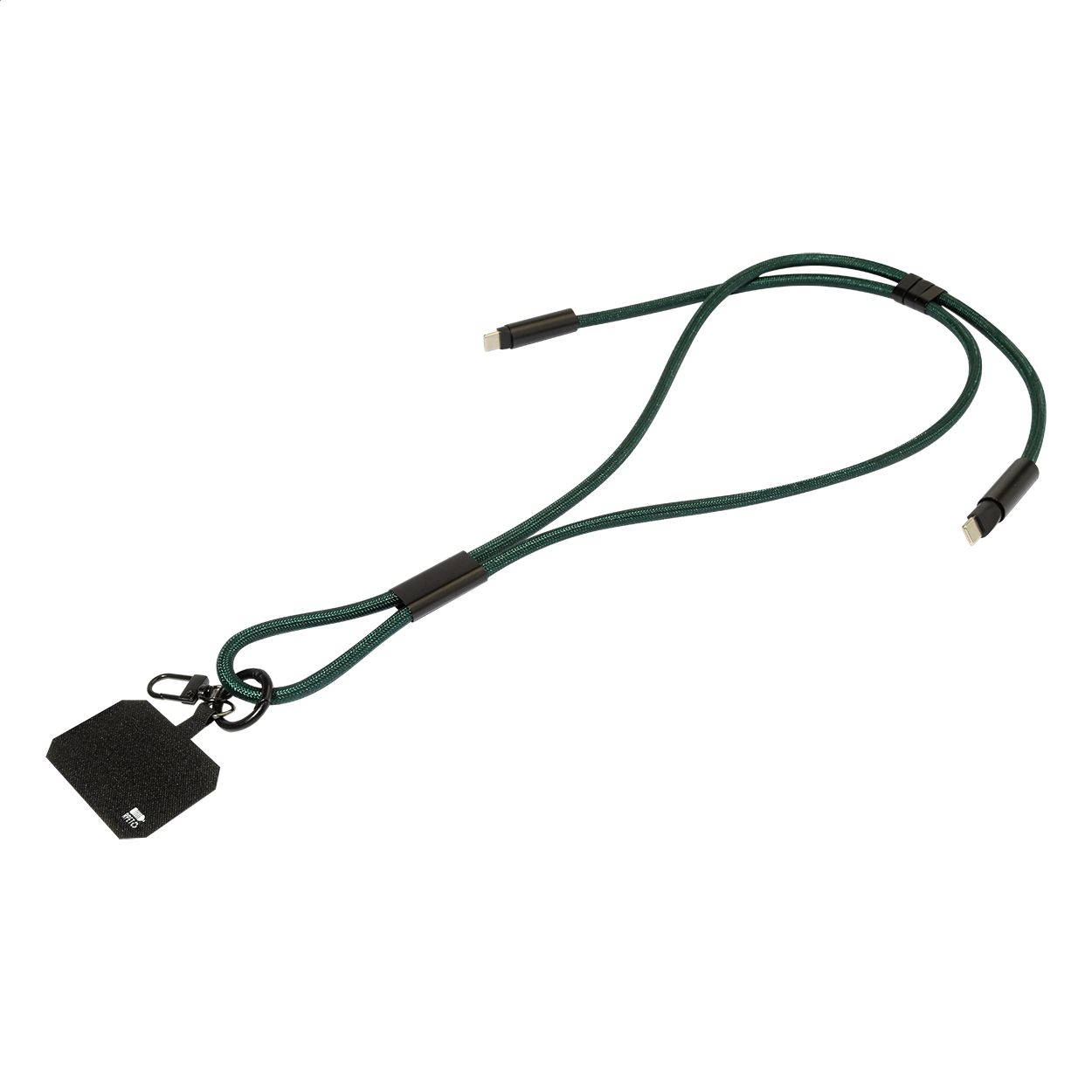 HolCharge 60W Lanyard mit Lade- und Datenkabel aus RPET - dunkelgrün-146