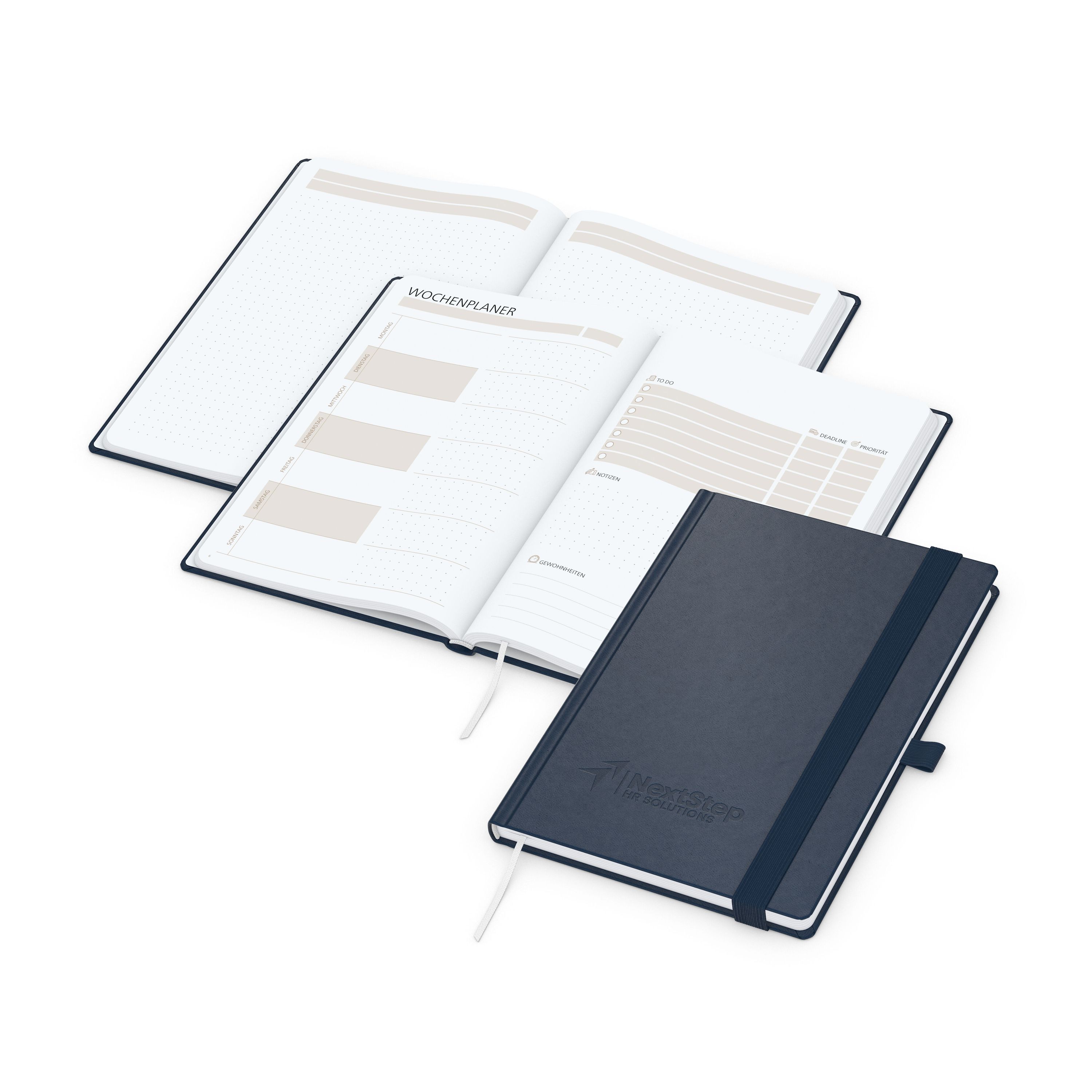 Notizbuch orgaLine Mainbook, White, dunkelblau-886