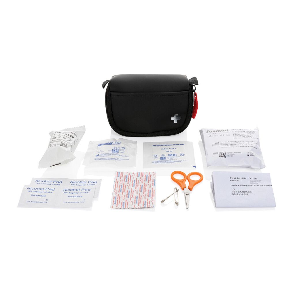Kleines Erste-Hilfe-Set in RCS recycelter Nubuk-PU Tasche - schwarz-162