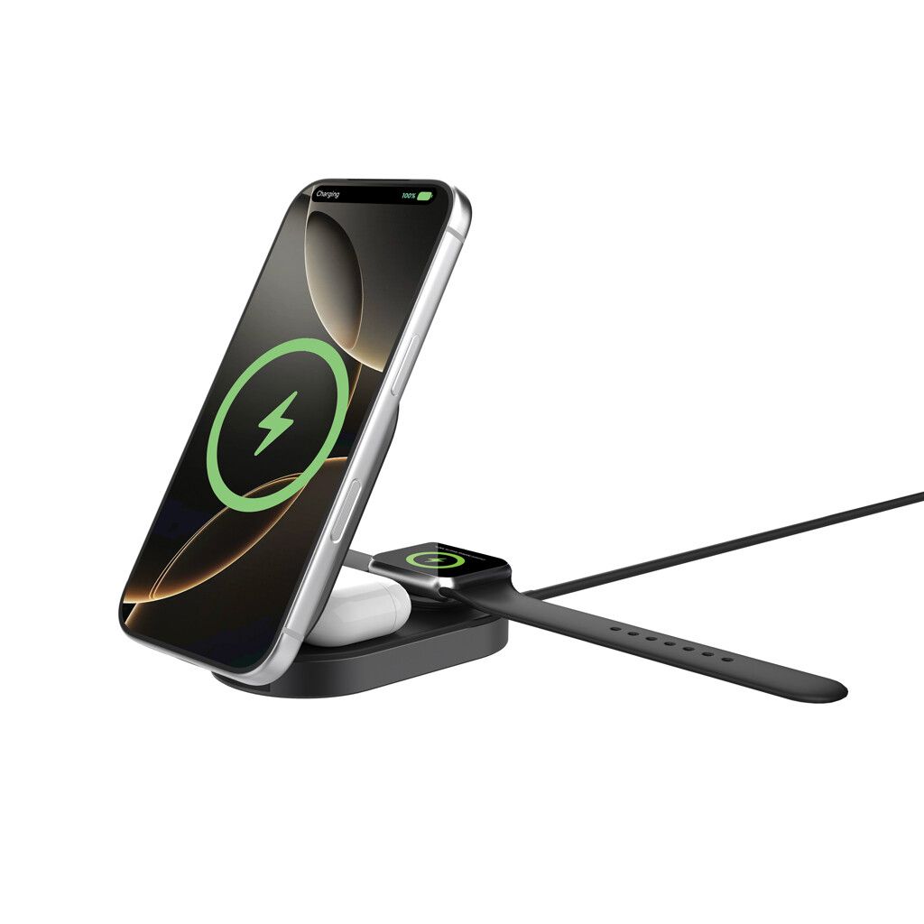 Quantum Ultra-Fast 3-in-1 25W faltbarer Wireless Charger - grau-539