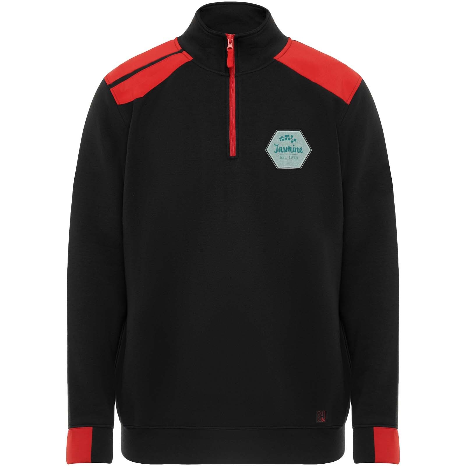 Maverick Pullover für Herren mit halbem Reißverschluss, 280 g/m2 - schwarz -  rot-30