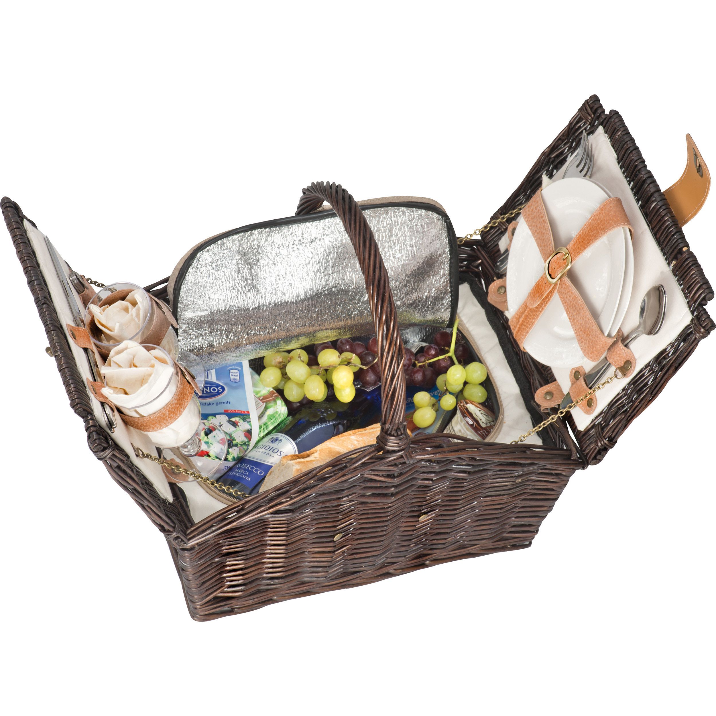 Picknickkoffer aus Weidengeflecht für 2 Personen - braun-269