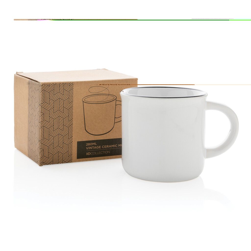Vintage Keramiktasse, 280ml - weiß-334