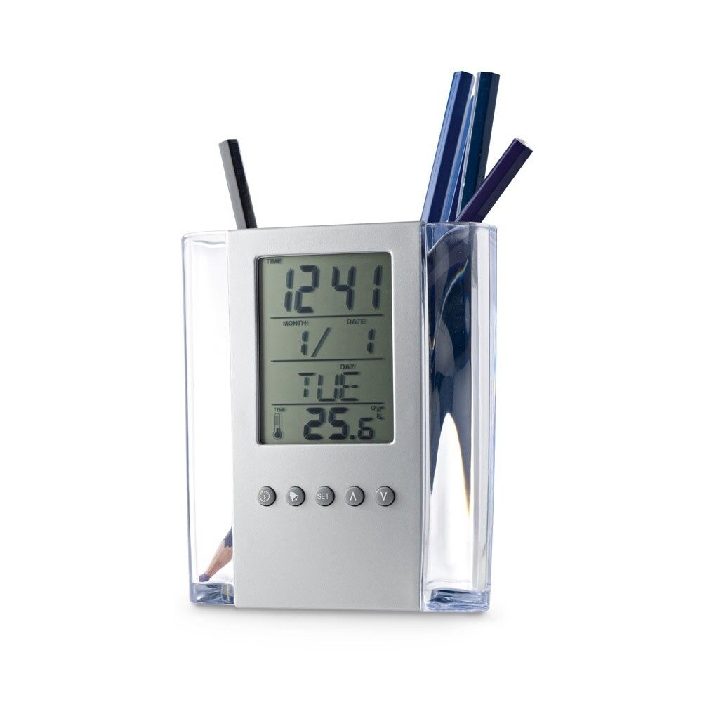 EDEM Kugelschreiberhalter mit Acryl-LCD-Bildschirm - satinsilber-309