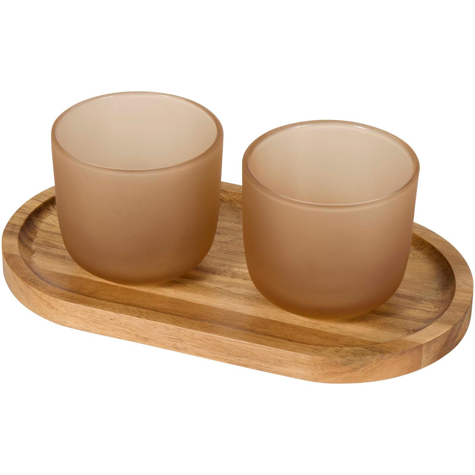 Male Set aus Holztablett und Glastassen - oatmeal-310