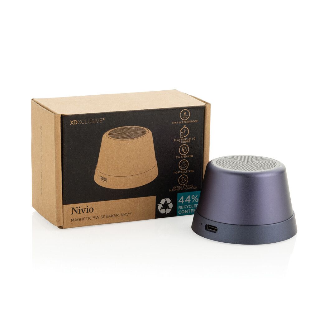 Nivio magnetischer 5W-Speaker aus RCS recyceltem Aluminium - blau-235