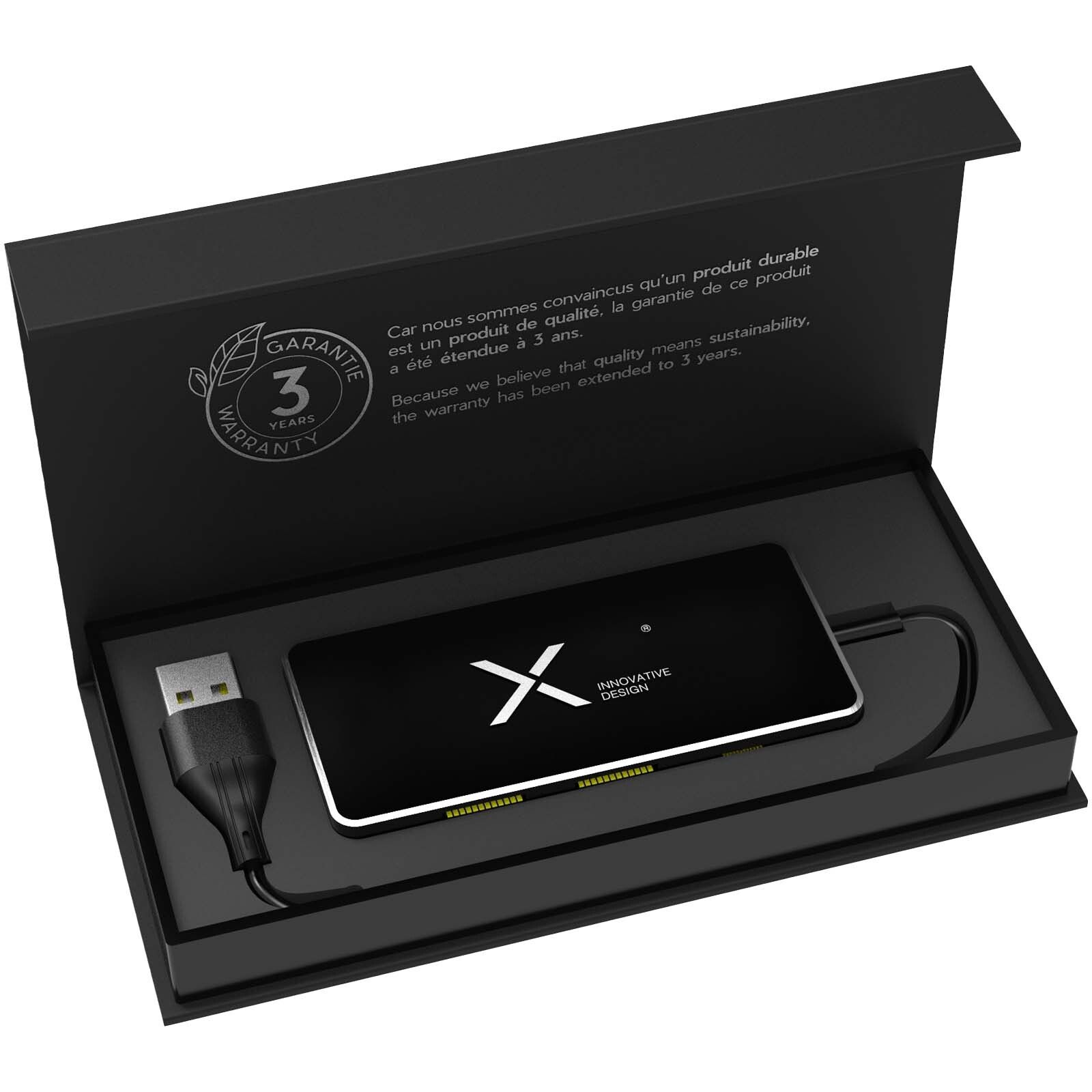SCX.design H20 8-in-1 USB-Hub mit dualem Eingang und 6 Ports und Leuchtlogo - schwarz-198