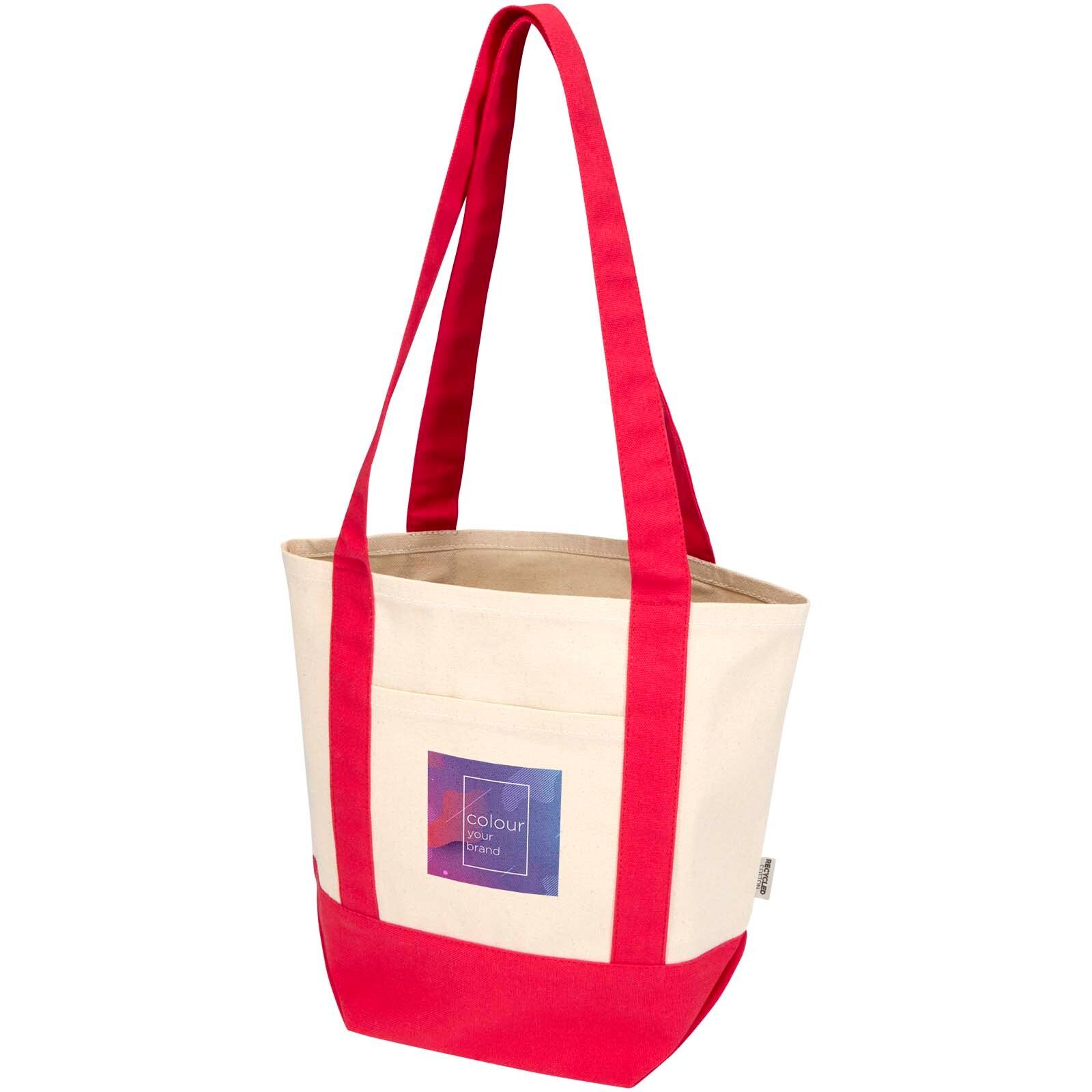 Sam 320 g/m² Mini-Tragetasche aus GRS recycelter Baumwolle - rot -  natur-435