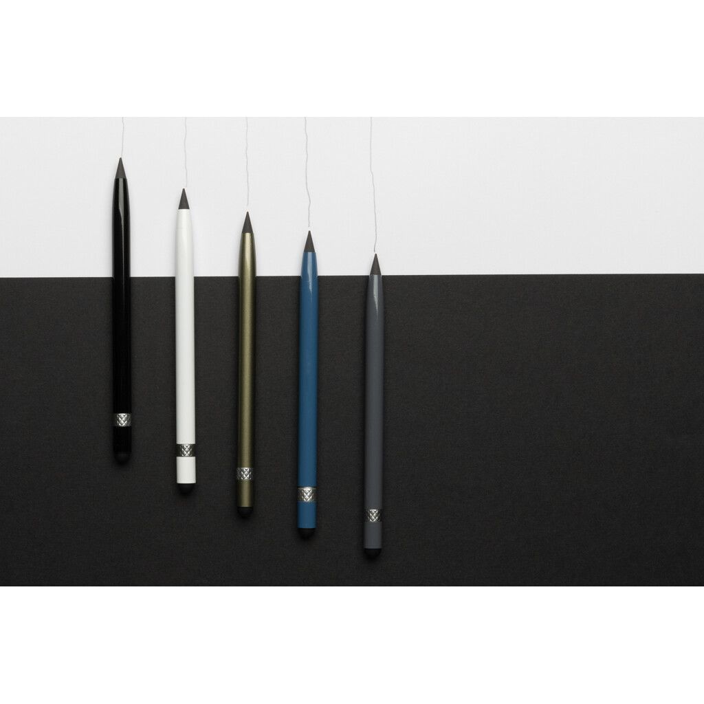 Tintenloser Stift aus Aluminium mit Radiergummi - weiß-106