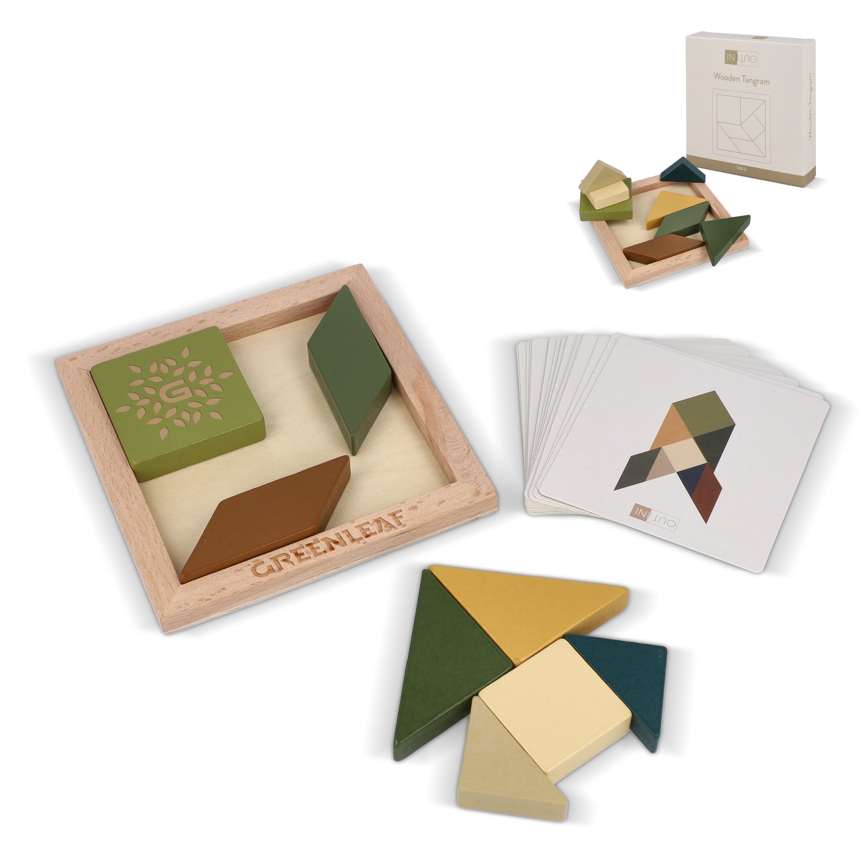 InSideOut Holz-Tangram think IQ puzzle - neon sortiment-924
