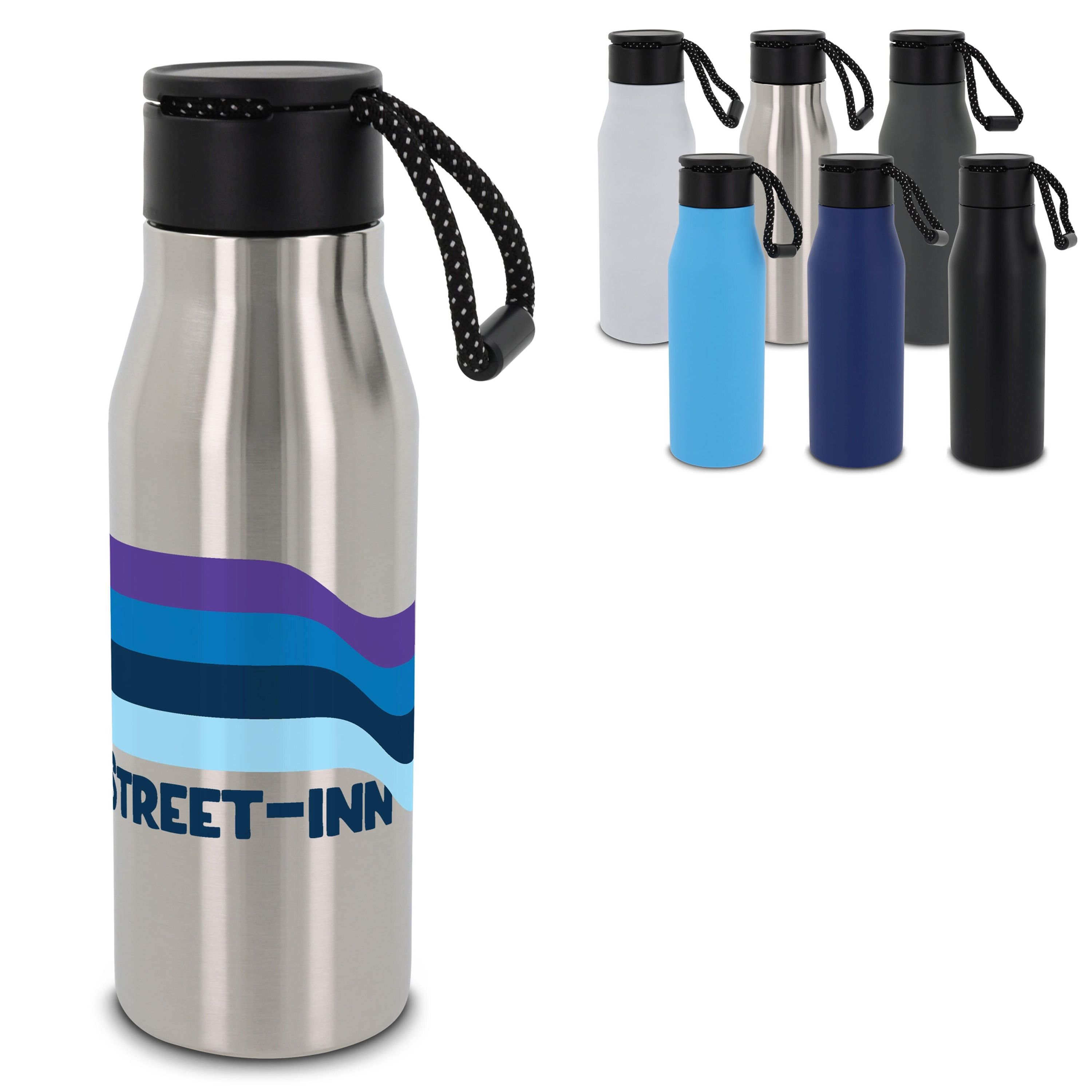 Isolierflasche mit Trageschlaufe 600ml - dunkelgrau-752