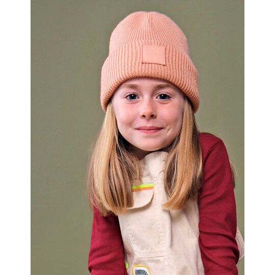 Kids Deep Cuffed Tonal Patch Beanie - dusty green-667