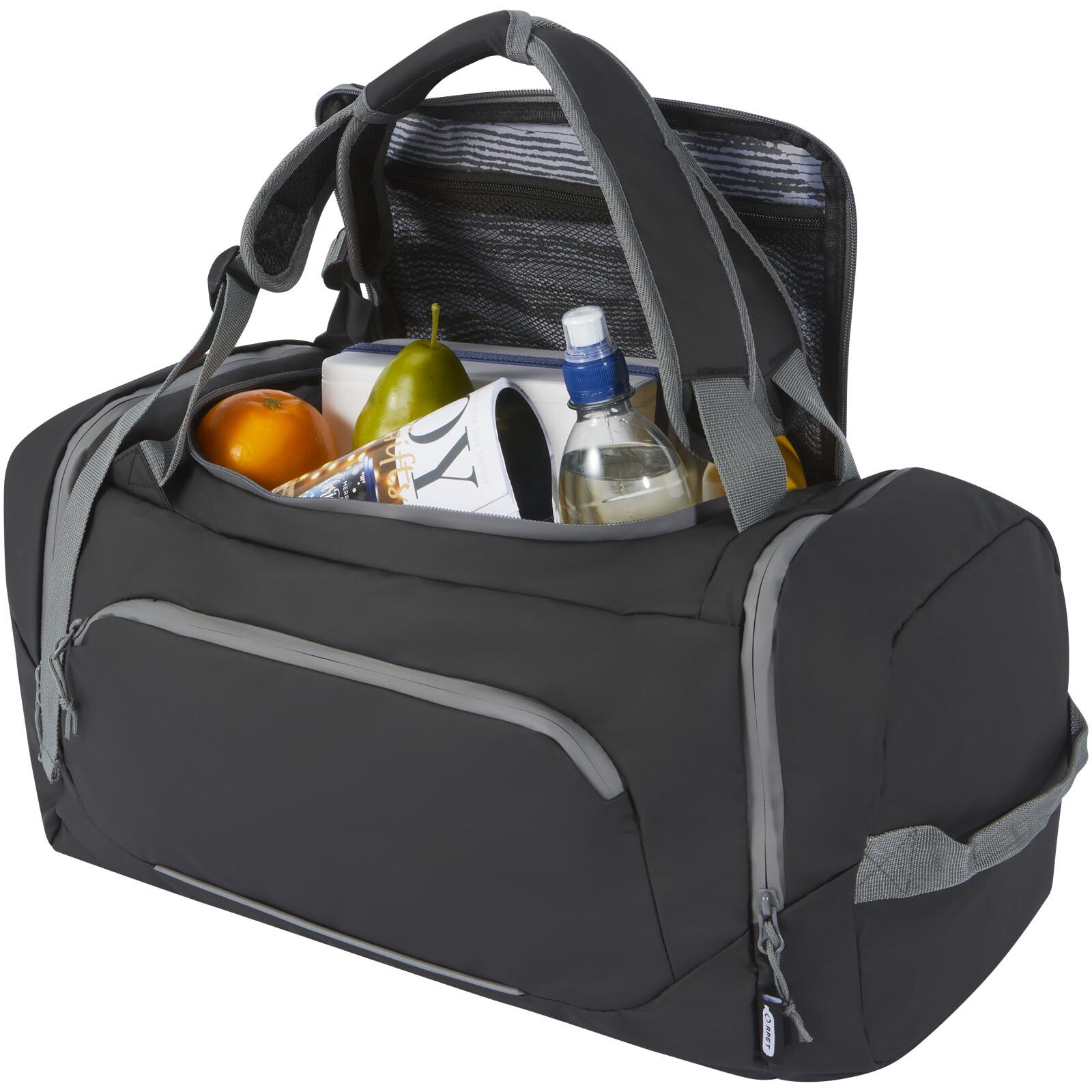 Aqua wasserabweisende Reisetasche aus GRS Recyclingmaterial 35 L - schwarz-714