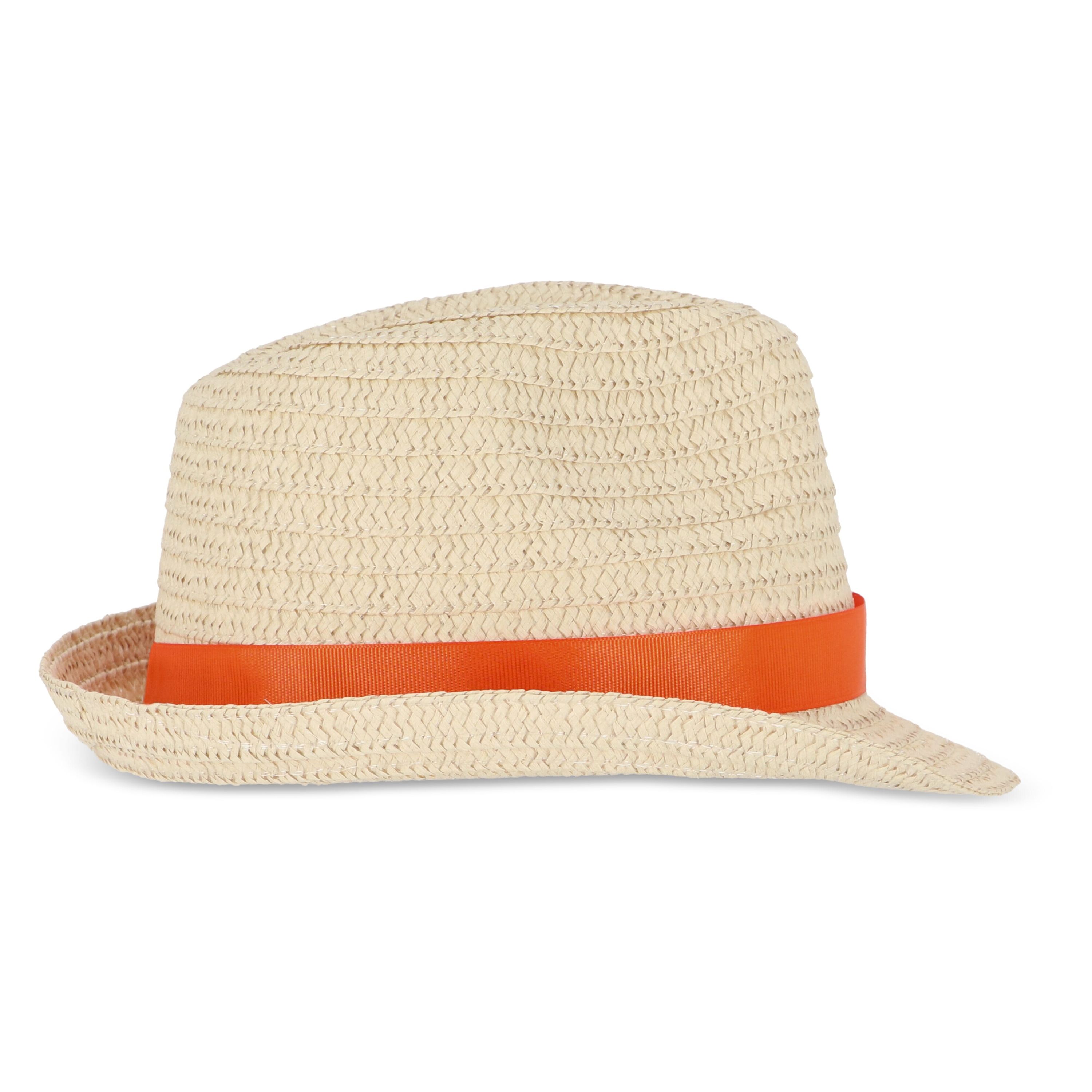 Pflanzlicher Strohhut mit farbigem Band - orange-654