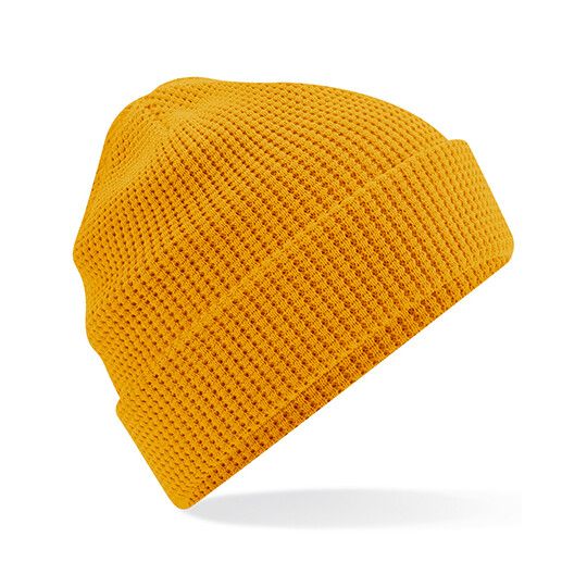 Organic Cotton Waffle Beanie - mustard-197